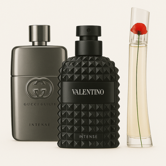 Paquete de 3 perfumes: Gucci Guilty, Valentino Intense, Flower By Kenzo (Eau de Parfum)